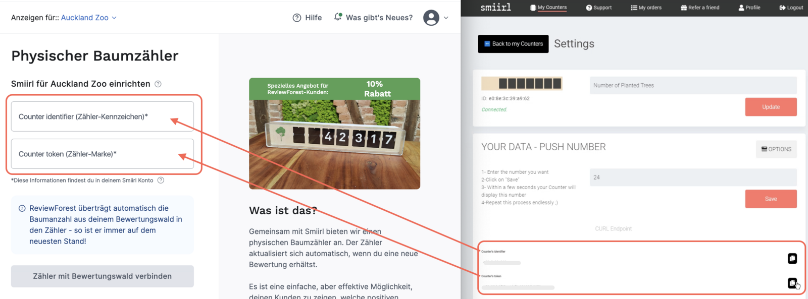 Daten von Smiirl in das ReviewForest Konto übertragen