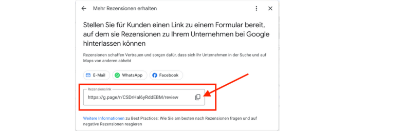 Google Rezensionslink kopieren