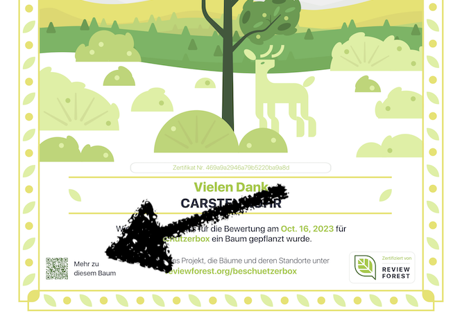 Dieser QR-Code führt auch zu dem hervorgehobenen Baum in deinem Bewertungswald