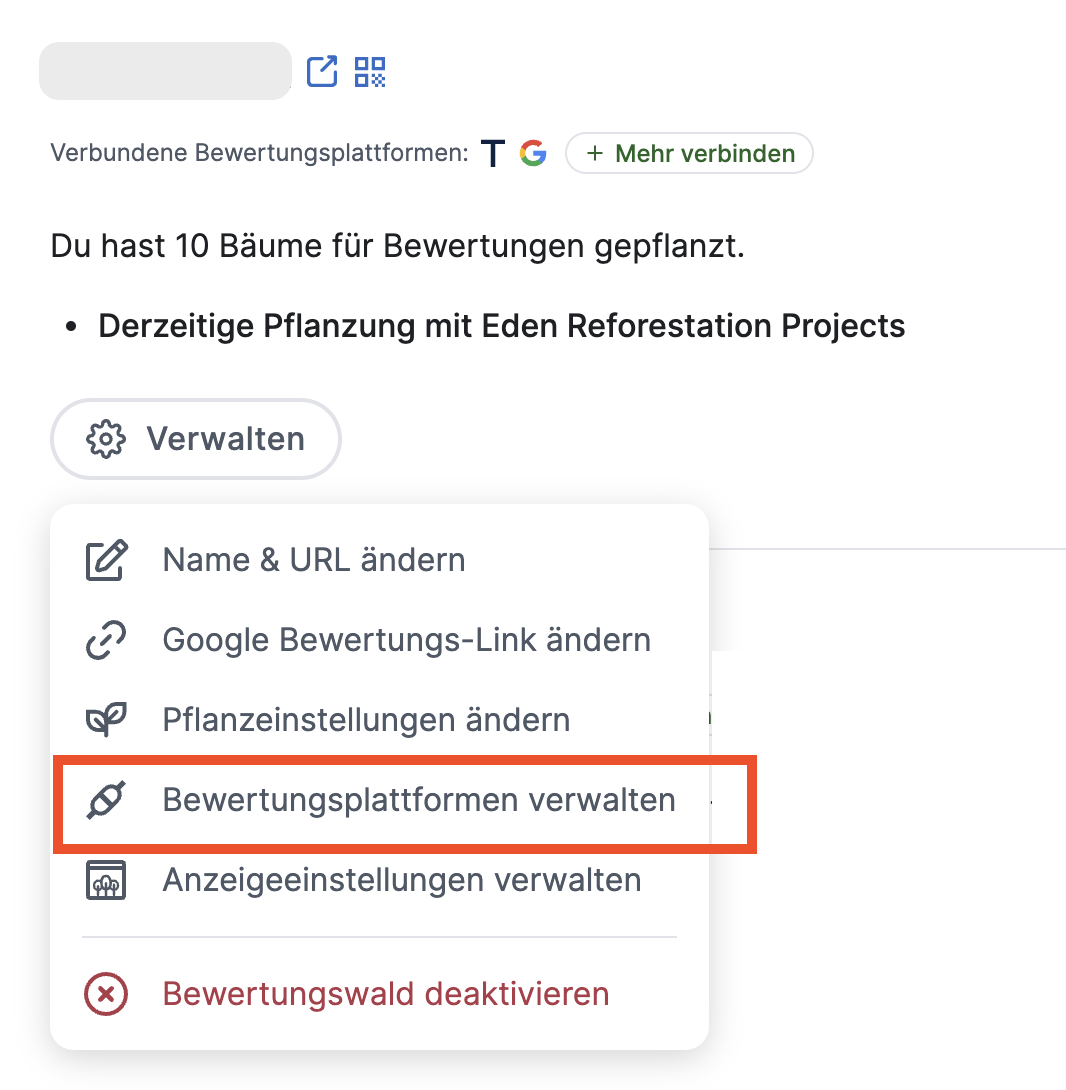 'Bewertungsplattformen verwalten'