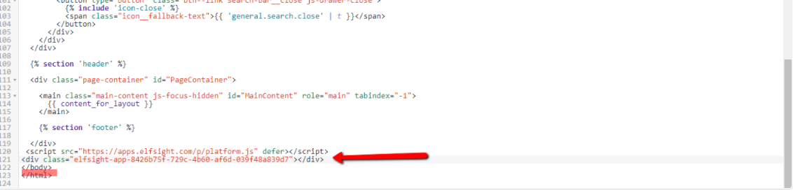 Einfügen des HTML-Codes