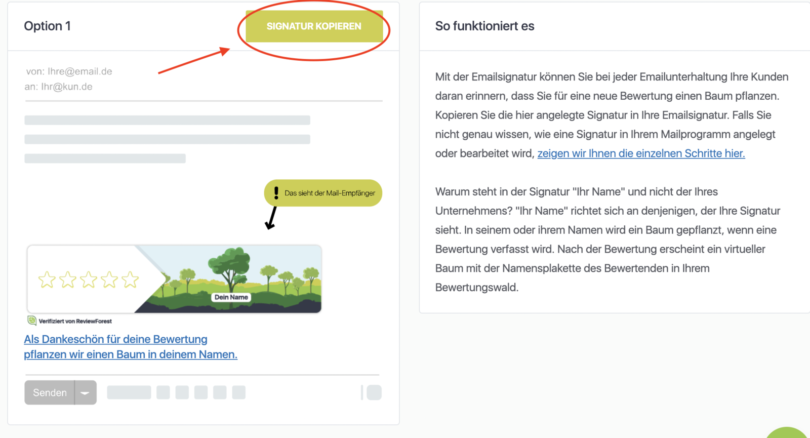 Screenshot "Signatur kopieren"