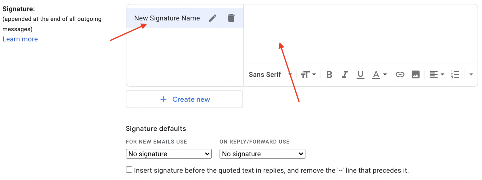 Insert copied signature into right column