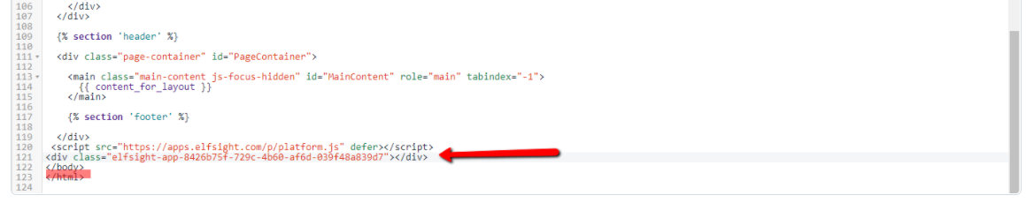 Inserting the HTML code
