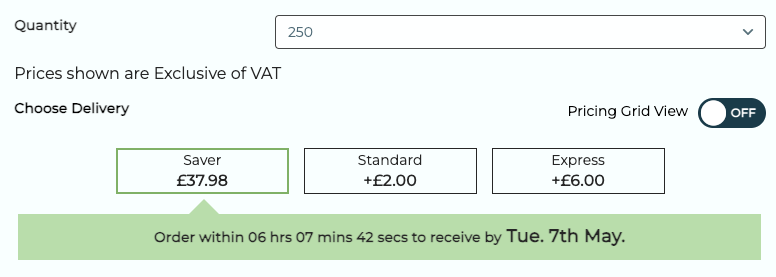 Quantity and Shipping Options