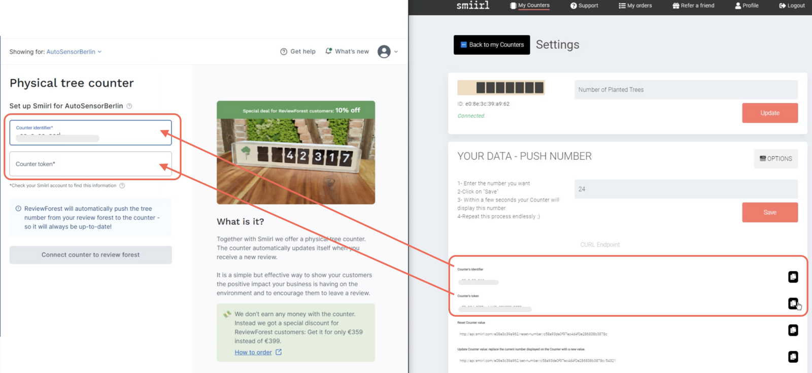 Transfer data from Smiirl to ReviewForest